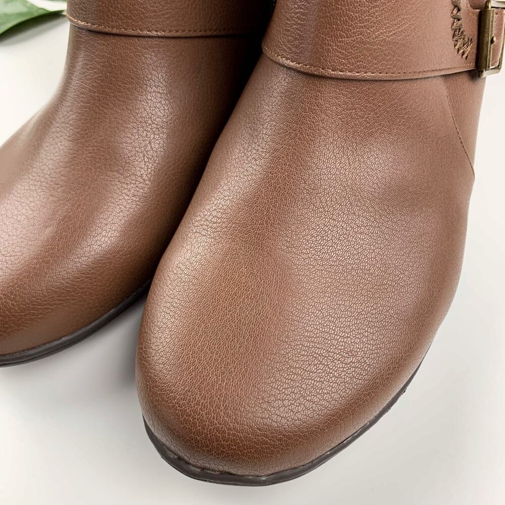 Comfortview Amberly Ankle Boots Brown Faux Leather Comfort Shooties Women's 12 - Picture 3 of 12